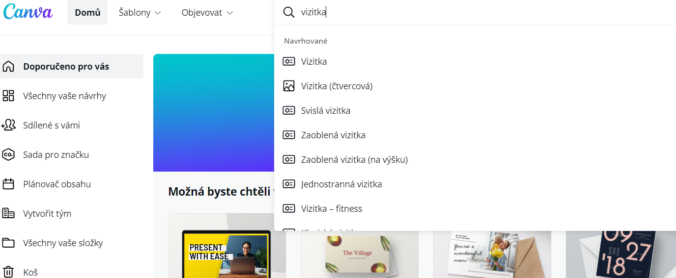 Vizitka canva